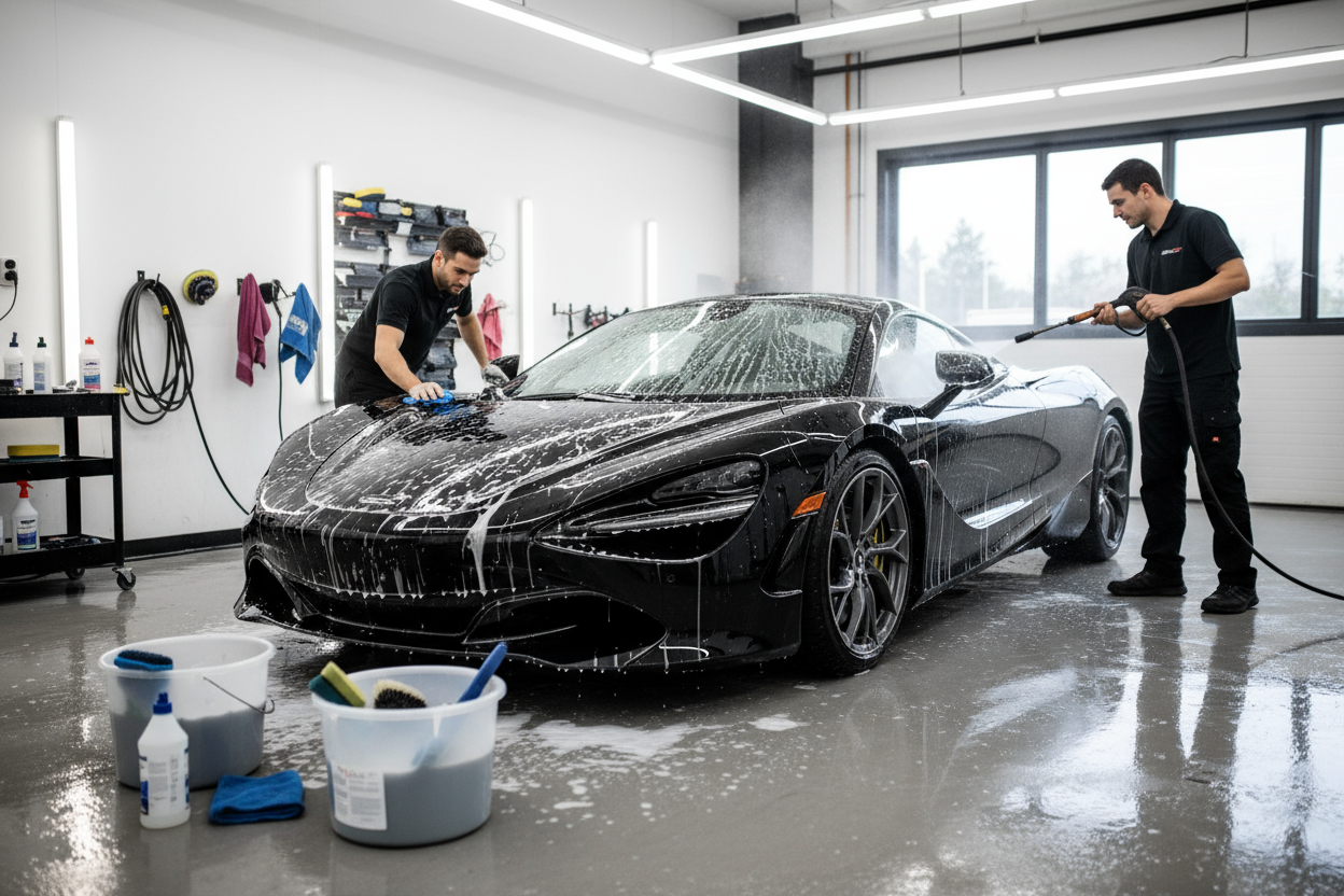 Car care Solution like washin, deep clening, but do not inculde words in the image