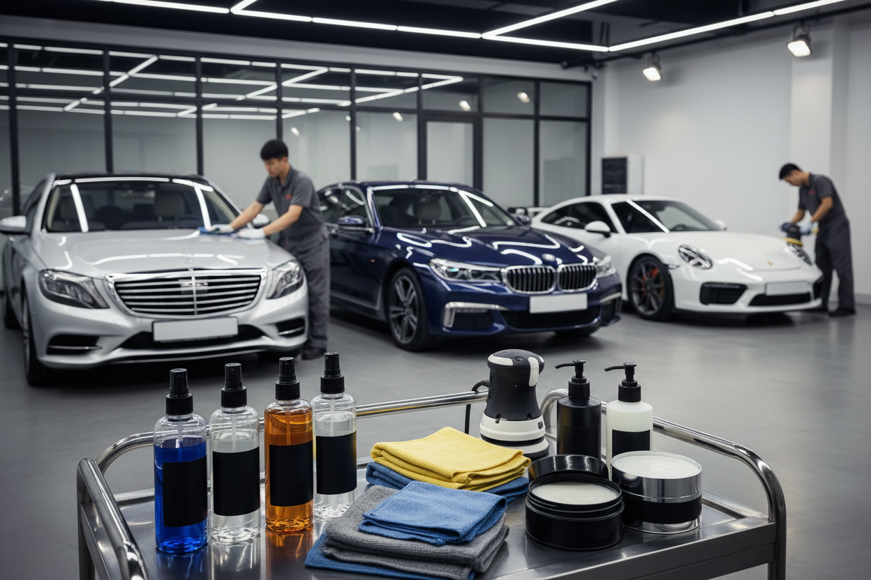 Crate image on car care products without logo show cssaing global brand using on high end cars to trust